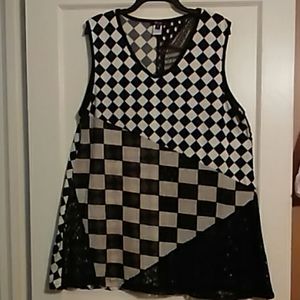 Lily by Firmiana Black/Cream Tunic 3X